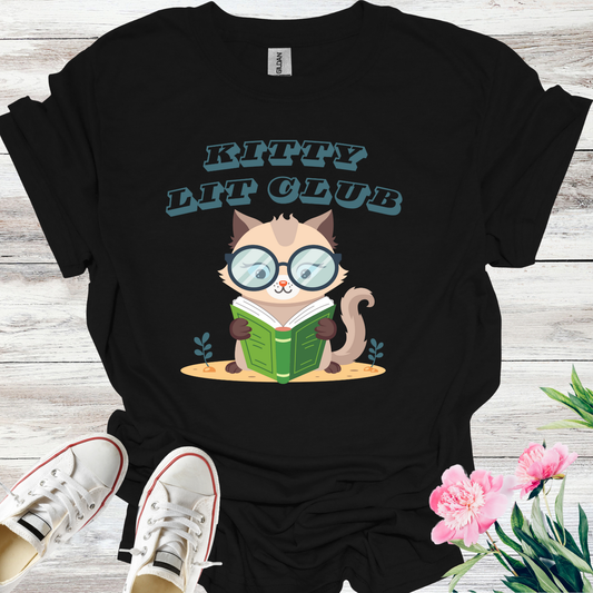 Kitty Lit Club T-Shirt, Cats Reading T-shirt, Little Cat, Love Cat T-Shirt